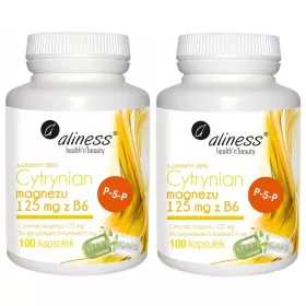   Aliness Citrat de Magneziu 125 mg cu B6 (P-5-P), 2 pachete - Total 200 capsule