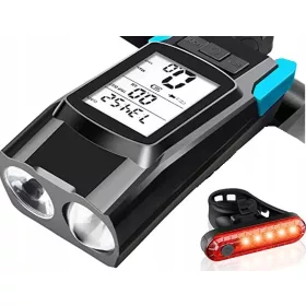    Iluminat pentru biciclete BIKE4U) CALCULATOR BICICLETA 3in1 baterie de 800 lm + LAMPĂ SPATE BICICLETA ÎNCĂRCARE USB