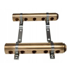  Distribuitor din alama, 4 circuite, nearmat/gol