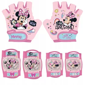    PROTECTOR BICICLETA GENUNCHI COT ROZ MINNIE + Manusi de bicicleta PENTRU copii minnie