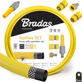    Bradas WMS1/220 Furtun de grădină SUNFLEX 1/2" 20 m + set 4 piese cu duză dreaptă și conectori rapidi SUNFLEX BRADAS
