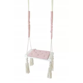  Leagăn SANDĂ DE LEMN JUNIOR alb-pulbere. roz