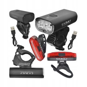    Iluminare biciclete EX3MLY L177056X3M baterie 600 lm + Iluminare biciclete EX3MLY 096 baterie 200 lm