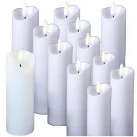   Lumini Decorative cu LED în Formă de Lumânare, 12 Bucăți, Efect de Flacără Realist