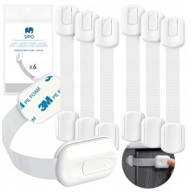  Sipo protectie pentru dulapuri si sertare, 6 bucati, alb