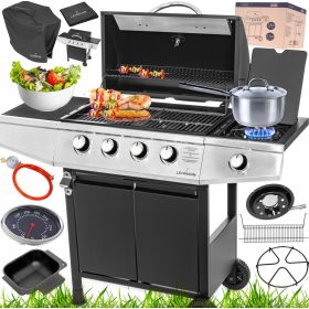    GRĂTAR PUTERNIC LEHMANN OHIO 4+1 GAZ GRĂRĂ FONTĂ + CAPAC