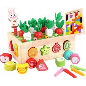    Montessori Block Sorter Catch the Worm Morcov Puzzle din lemn pentru cărucioare