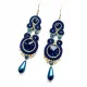  Cercei Soutache, bleumarin, auriu, nunta, perla