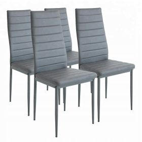    Scaun Love Furniture, piele artificiala, nuante de gri, 4 buc.