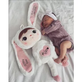  Păpușă iepure cu nume, jucărie, 50 cm, crem