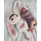  Păpușă iepure cu nume, jucărie, 50 cm, crem