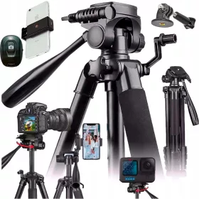    Trepied Gearpro TREPIED 4IN1 TELECOMANDĂ SUPORT TELEFON TREPIED 168CM 168 cm negru