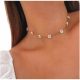  Colier choker din otel chirurgical cu flori de perle