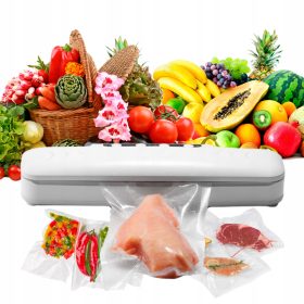    SIGLATOR VACUUM PENTRU MAȘINA DE AMBALAT ALIMENTE CU PUTERE 110W + SET SACI XXL + SACI SIGLAȚARE VID 10 BUC.