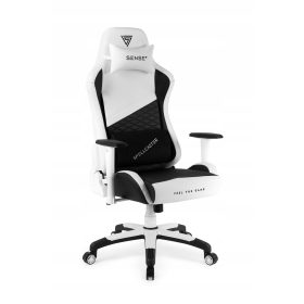    Scaun de gaming Sense7 Spellcaster Senshi Edition XL, piele ecologica alba