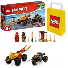    LEGO Ninjago Kai și Ras într-un duel mașină-bicicletă 71789 + sac de hârtie LEGO 6315786 galben 24x8x18 cm