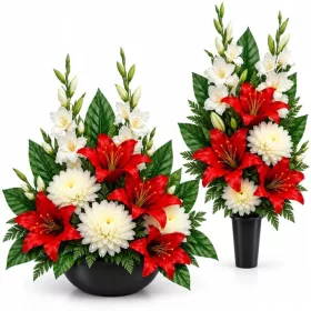 Aranjament funerar Skamvit cu buchet pentru vază, 2 piese