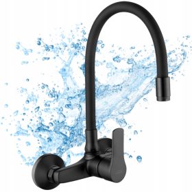  Baterie de bucatarie montata pe perete Invena VERSO, neagra