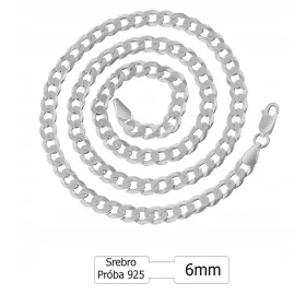  Lanț complet argintiu pentru bărbați 60 cm 6 mm