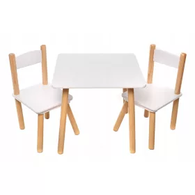  SET Masa Lemn + 2 Scaune pentru Copii Masa Alba