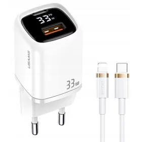  Incarcator USAMS 33W 1xUSB-C 1xUSB + cablu iPhone