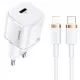  USAMS Incarcator de retea 1xUSB-C T36 mini 20W + cablu USB-C-Lightning alb