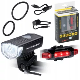    Iluminare biciclete Dunlop, lumini fata + spate biciclete, baterie 1000 lm