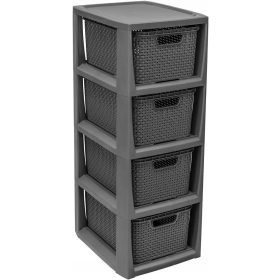  Raft de baie cu 4 sertare Rattan Antracit BRANQ