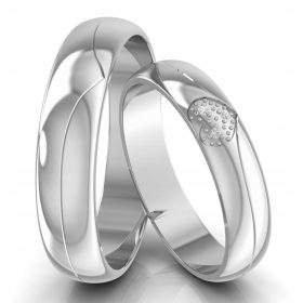  INELIGĂ CU INIMĂ, AUR ALB 585, MODEL INIMĂ