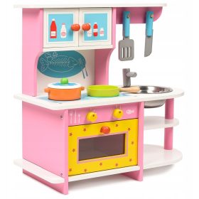  BUCĂTĂRIE DIN LEMN PENTRU COPII + ACCESORII DE BUCĂTARE