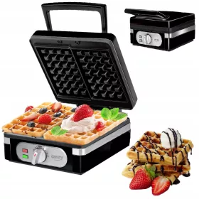    Aparat de vafe Camry puternic pentru 2 vafe mari crocante, temperatura reglabila, 2000 W