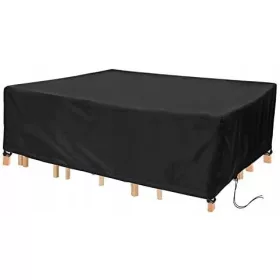   Husă de Protecție pentru Mobilier de Grădină Rectangulară, Rezistentă la Apă și UV, 350x260x90cm - Negru