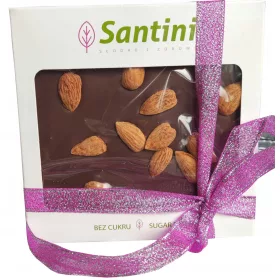 Santini ciocolata neagra cu migdale si xilitol 80 g
