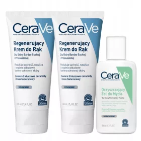   Set CeraVe: Crem Regenerator de Mâini și Gel de Curățare - Ideal pentru Piele Uscată