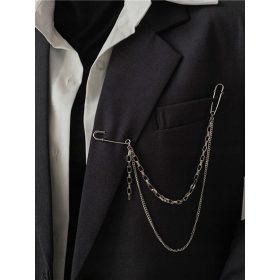  Brosa din argint, lant, decor ac de siguranta