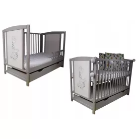    Pat din lemn SHOPBABYCOM BRUNO GREY TAPCZANIK 60 x 120 cm nuante de gri