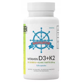   Navigator Vitamina D3 10000 IU și Vitamina K2 MK-7 200 μg - 120 Capsule pentru Oase și Imunitate