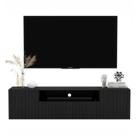  Dulap TV Glamour, dulap TV suspendat, Negru, 150 cm