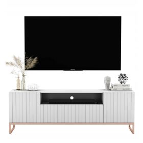  Dulap TV Glamour, Comodă Glamour, Alb Mat, 150 cm