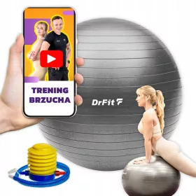  Minge de reabilitare DrFit Gym cu pompa, 75 cm, gri