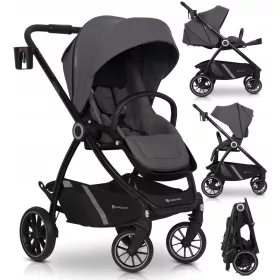   Cărucior Ușor, COMPACT, SCAUN CONVERSIBIL 2 în 1, ROȚI MARI 0-22KG