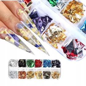    FOLIE UNGHIE PENTRU DECORARE UNGHII SET UNGHII HIBRID 12 buc