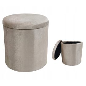  Puf Plaza cu depozitare Round Velvet J. Beige