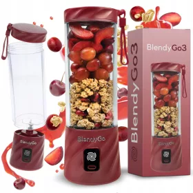    BlendyGo blender cu pahare Mixer pentru smoothie mini blender cu pahare 3 250 W Burgundia