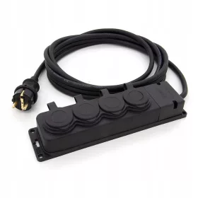    Cablu prelungitor pentru bandă ELS Elektrotechnika 2 m, 4 prize, negru