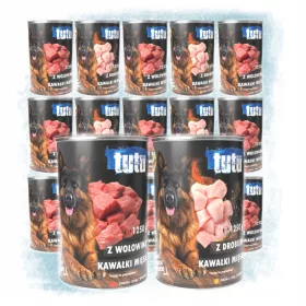   15 KG BUCĂȚI DE CARNE 12 x 1250g Conserve de hrană umedă pentru câini în sos