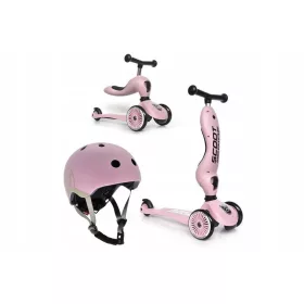    Trotineta cu trei roti Scoot & Ride 96270, roz + casca de bicicleta Scoot and Ride 96323, XXS