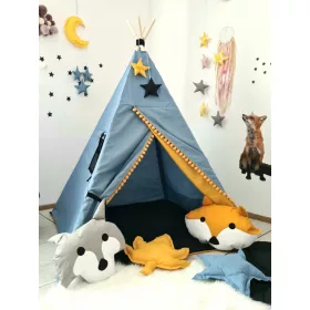  Cort tipi pompoane DENIM + perne