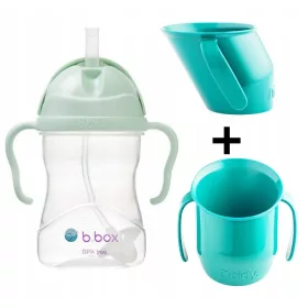    B.Box BB00520 sticla de apa cu paie 240 ml verde + Doidy Cup 000098 cana ceai pentru invatarea sa bei