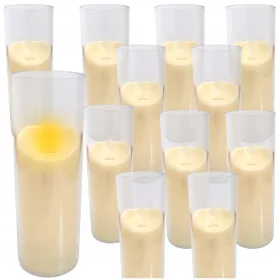    12 X Inserții de lumânare pentru lumânare LED Funcționează cu baterii în tub Efect de flacără 12,5 cm